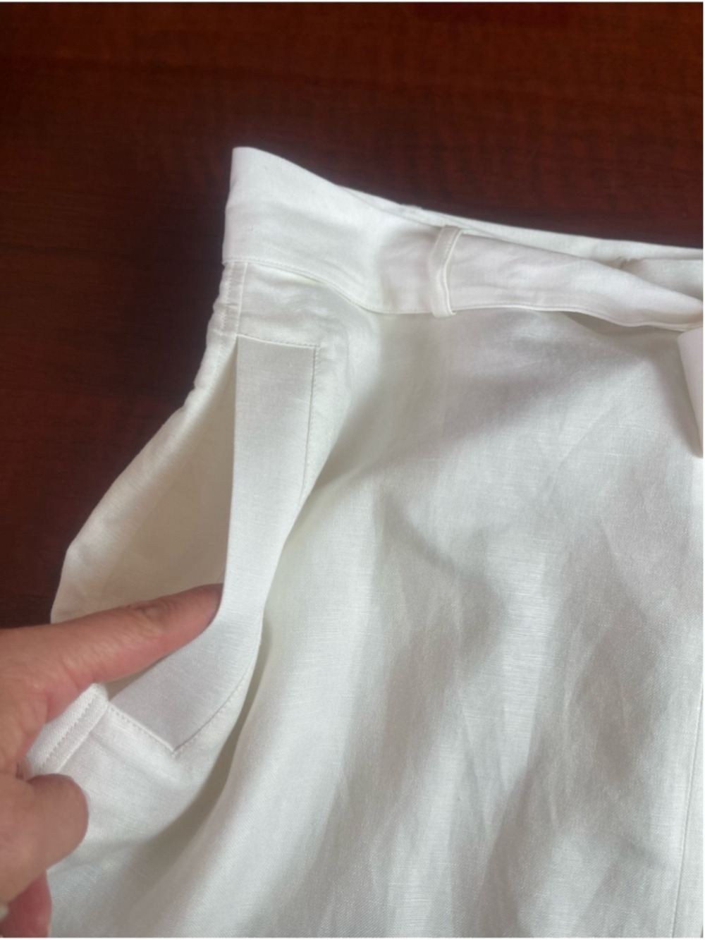 Massimo Dutti White Linen Blend Belted Midi Skirt with Slits Sz L NWT Coastal - Picture 13 of 16